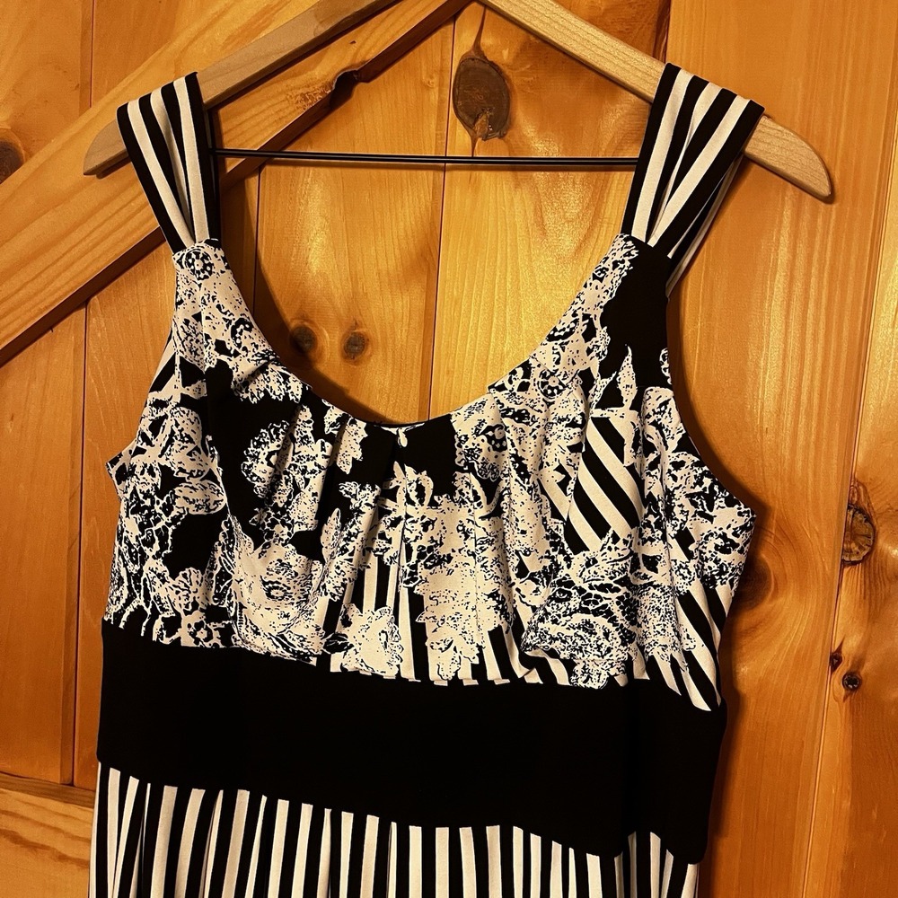 Kathy Roberts Womens Dress Size 16 Black & White Floral Sleeveless - Picture 8 of 13